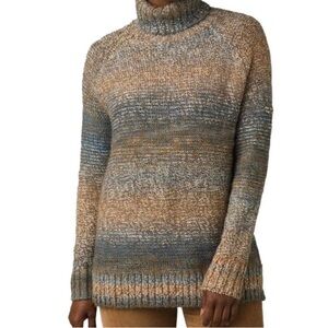 Prana Women’s XS Autum Rein Wool Blend Turtleneck Knit Sweater Pullover Brown